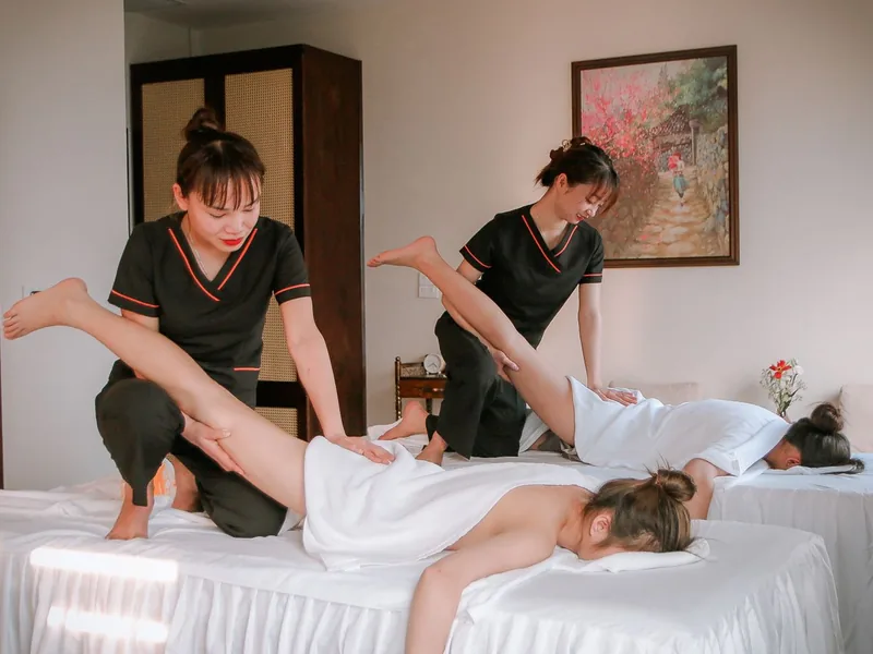 A calming massage treatment in progress at Halcyon Spa